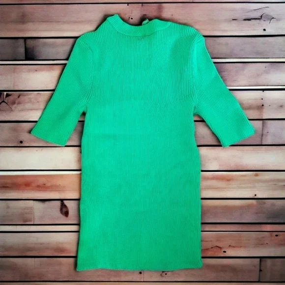 River Island  Button-Shoulder Ribbed Crewneck T-Shirt - Picture 3 of 5